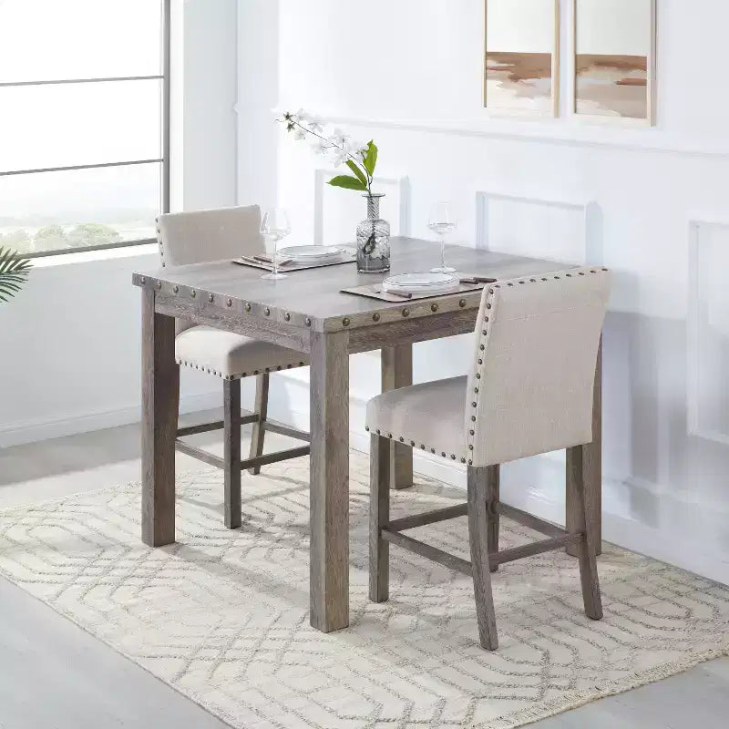 Juego de 2 taburetes rústicos de madera de tronco para barra alta, sillas de comedor sin brazos tapizadas estilo casa de campo