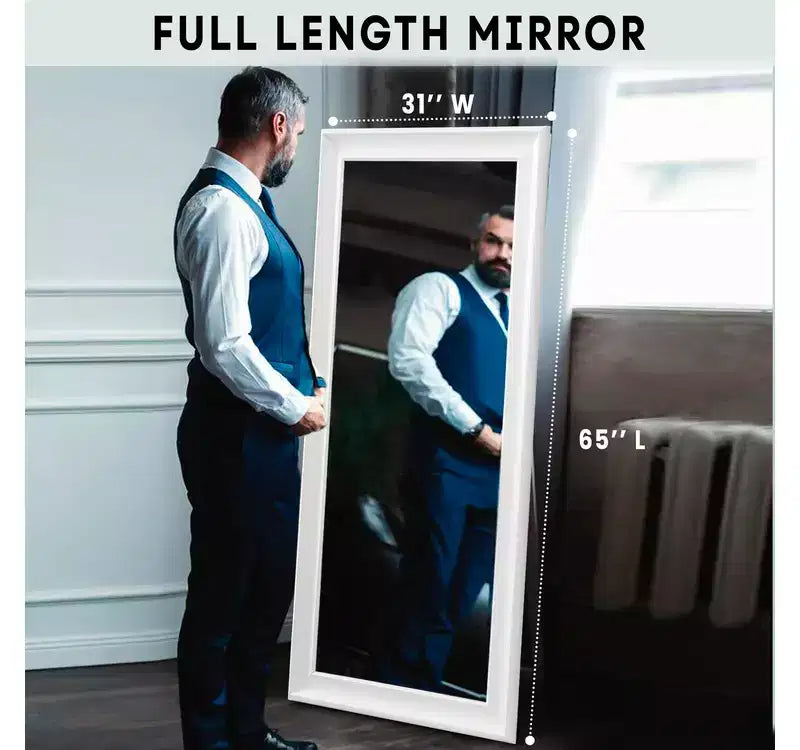 Espejo de pie de cuerpo entero con marco de 65x31, espejo grande para dormitorio, sala de estar o vestidor