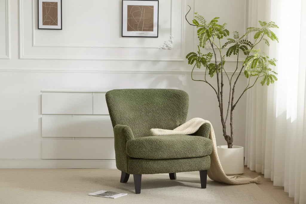 Sillón Club Tapizado en Bouclé Contemporáneo