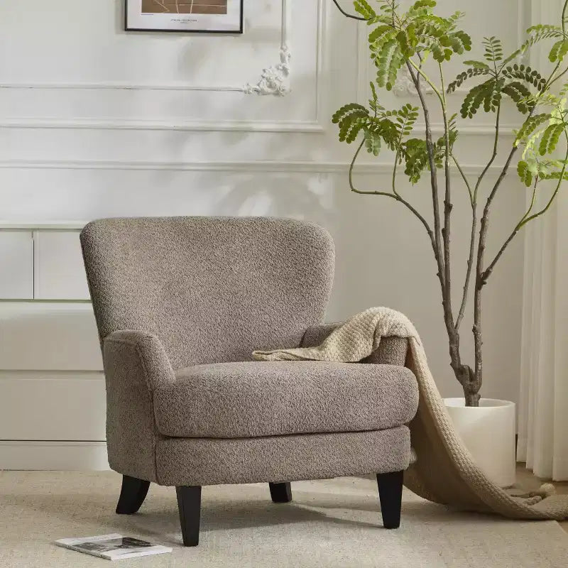 Sillón Club Tapizado en Bouclé Contemporáneo