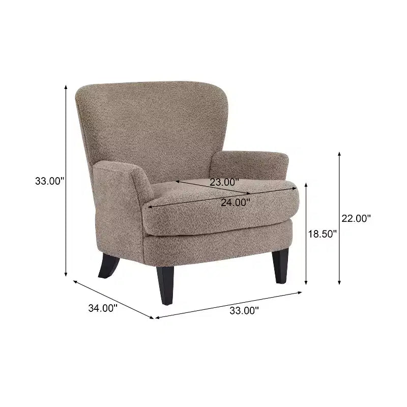 Sillón Club Tapizado en Bouclé Contemporáneo
