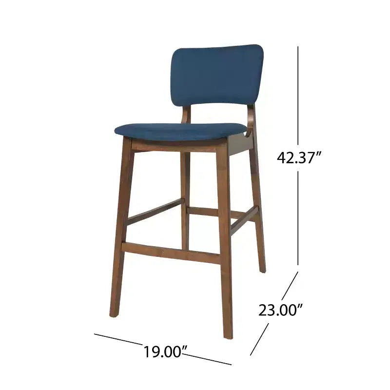 Taburetes de bar de madera de 30.5 pulgadas, tapizados en tela de estilo moderno de mediados de siglo Tally (juego de 2)