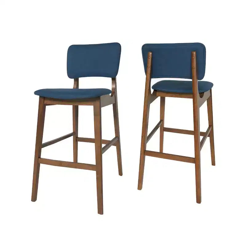 Taburetes de bar de madera de 30.5 pulgadas, tapizados en tela de estilo moderno de mediados de siglo Tally (juego de 2)