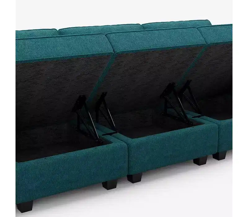 Sofá Cama Modular Terry con Asiento de Almacenamiento (8 Asientos + 8 Laterales)