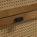 Cómoda Vichy de madera y ratán de 6 cajones con espejo