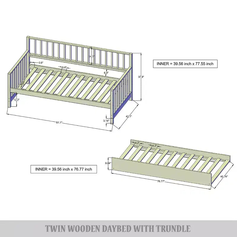 Cama nido doble de madera con cama auxiliar