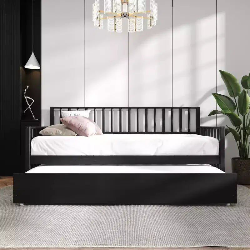 Cama nido doble de madera con cama auxiliar