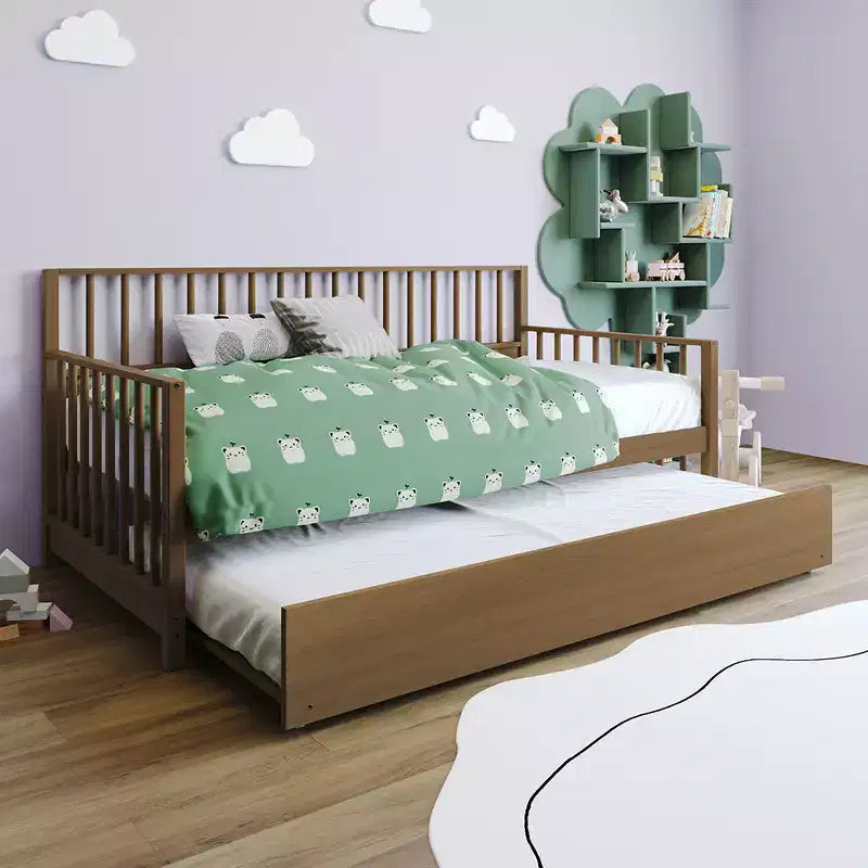 Cama nido doble de madera con cama auxiliar