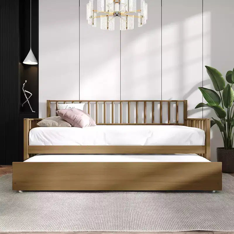 Cama nido doble de madera con cama auxiliar