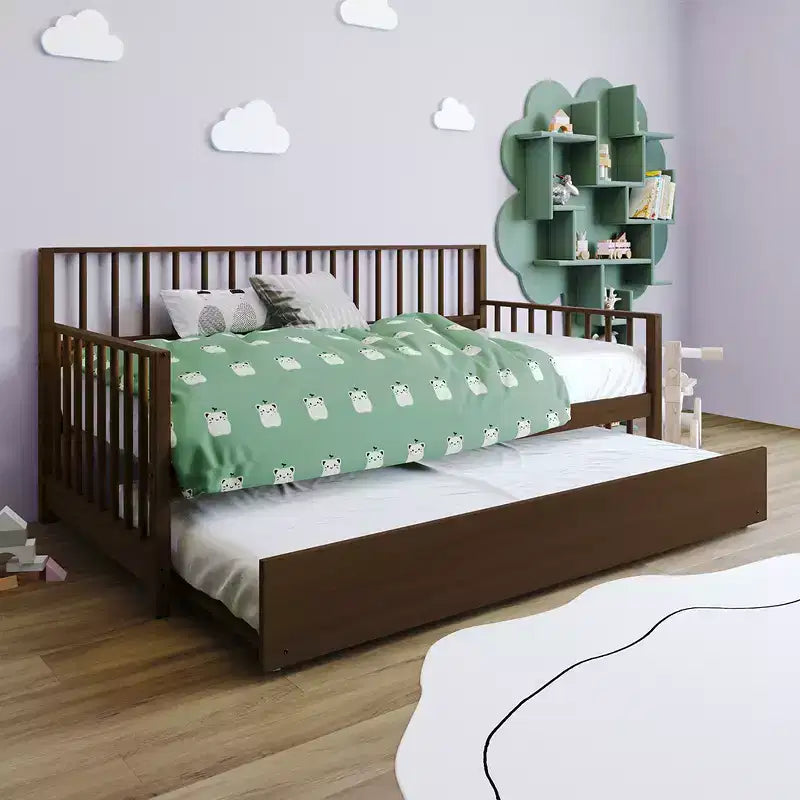 Cama nido doble de madera con cama auxiliar