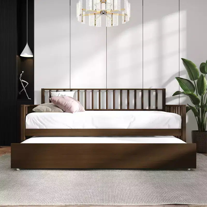 Cama nido doble de madera con cama auxiliar