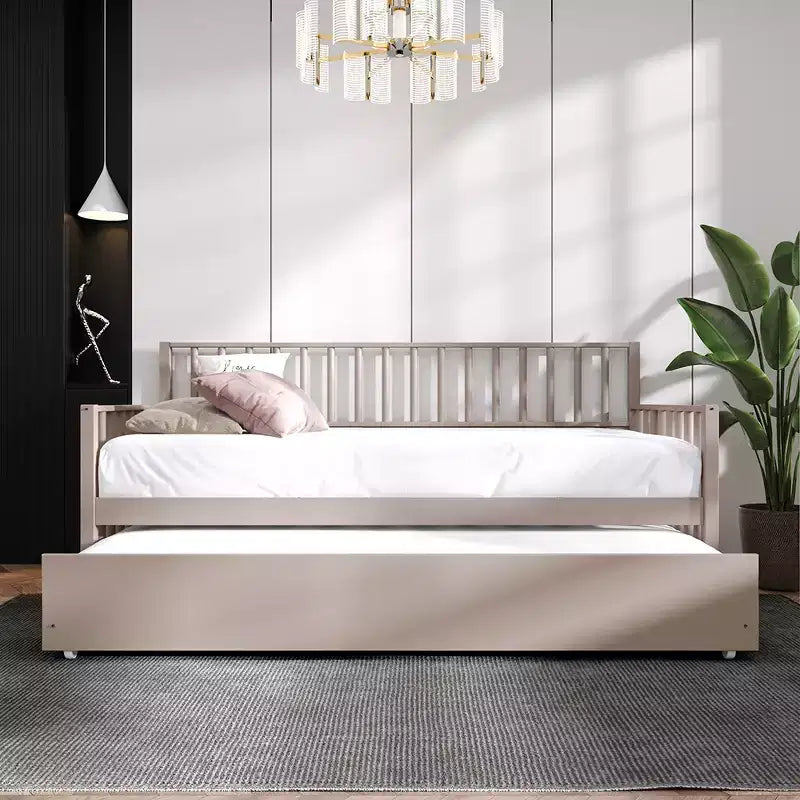 Cama nido doble de madera con cama auxiliar
