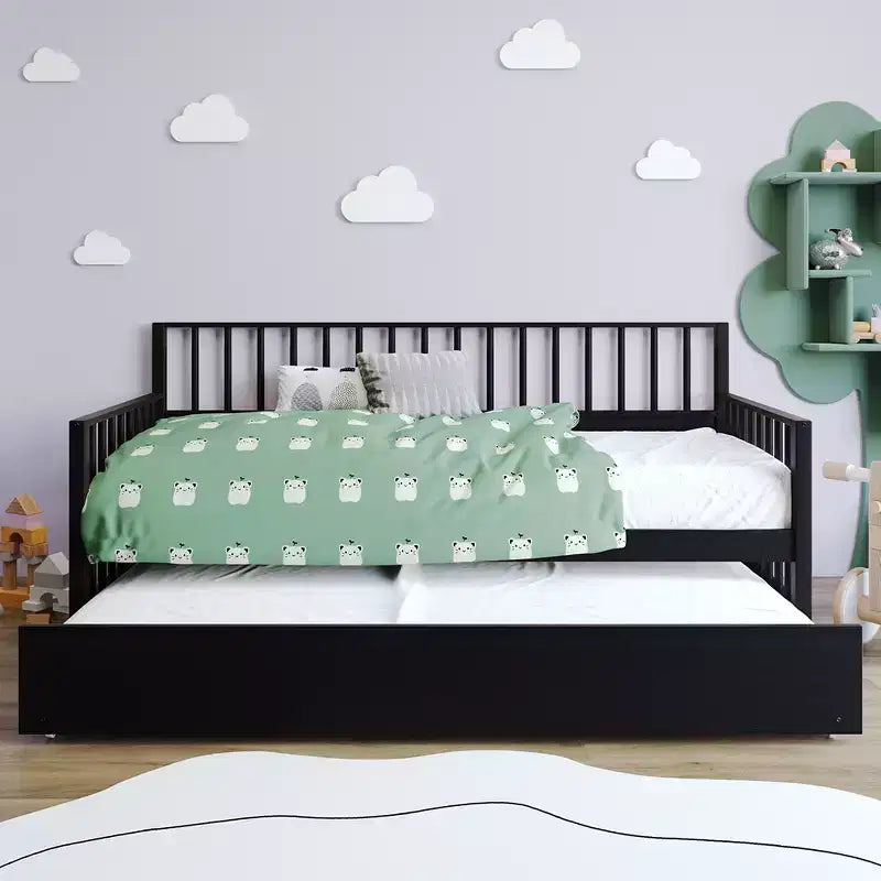 Cama nido doble de madera con cama auxiliar