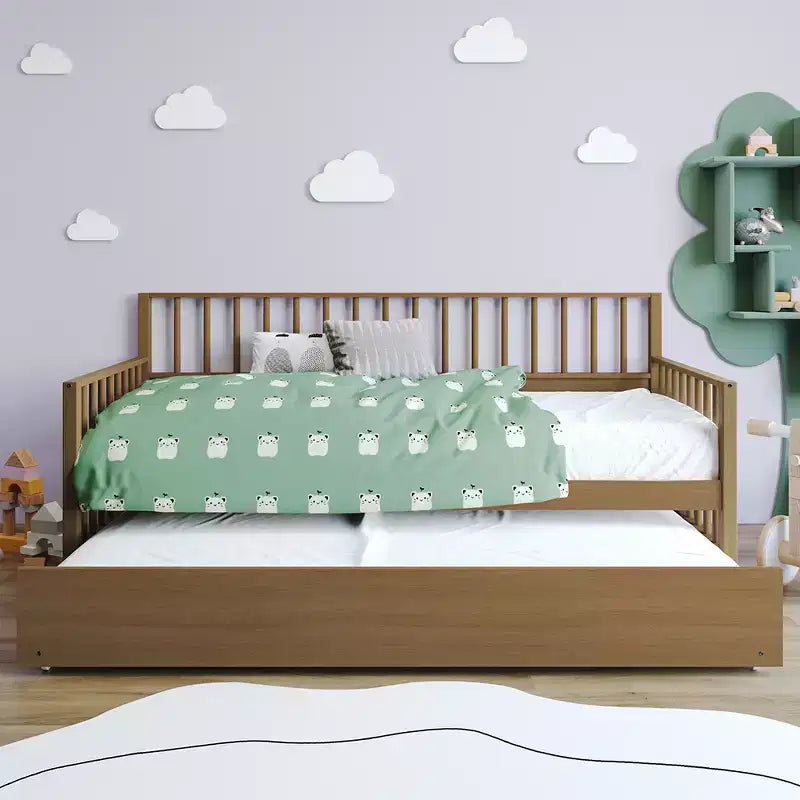 Cama nido doble de madera con cama auxiliar