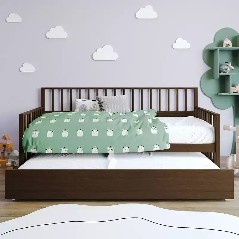 Cama nido doble de madera con cama auxiliar