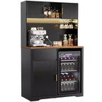 Mueble bar alto de 72 pulgadas con espacio para nevera, mueble de café y licores estriado con almacenamiento