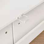 Estantería de Almacenamiento Blanca para Niños Gabinete de Almacenamiento de Juguetes Puerta Corredera + Contenedores con Ruedas + Estantes Multicapa