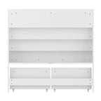 Estantería de Almacenamiento Blanca para Niños Gabinete de Almacenamiento de Juguetes Puerta Corredera + Contenedores con Ruedas + Estantes Multicapa