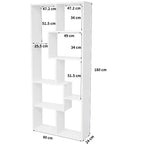 Estantería y expositor asimétrico de 5 niveles - Librería geométrica moderna con diseño de cubos escalonados para sala de estar y oficina en casa