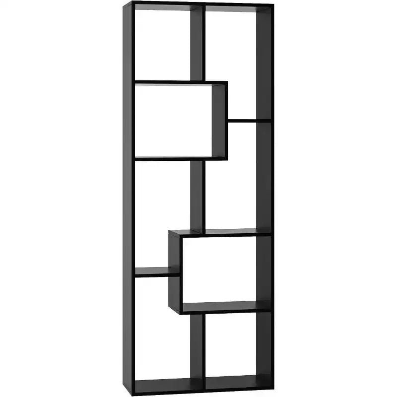 Estantería y expositor asimétrico de 5 niveles - Librería geométrica moderna con diseño de cubos escalonados para sala de estar y oficina en casa