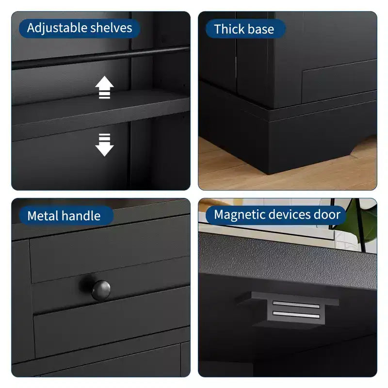 Aparador de bufé con almacenamiento, aparador con cajones y 4 puertas, barra de café independiente para sala de estar, cocina, comedor