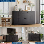 Aparador de bufé con almacenamiento, aparador con cajones y 4 puertas, barra de café independiente para sala de estar, cocina, comedor