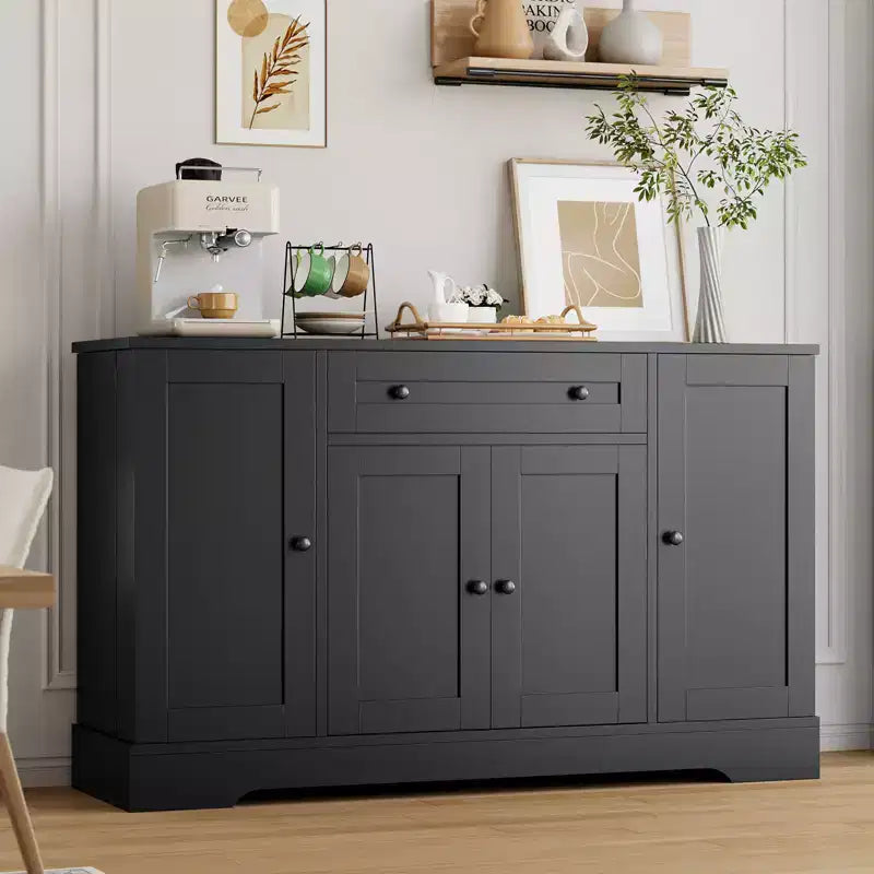 Aparador de bufé con almacenamiento, aparador con cajones y 4 puertas, barra de café independiente para sala de estar, cocina, comedor