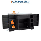 Aparador de bufé con almacenamiento, aparador con cajones y 4 puertas, barra de café independiente para sala de estar, cocina, comedor