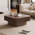 JVNOXK 31.5-inch Square Storage Coffee Table Solid Wood Veneer Modern Style Coffee Table Suitable for Living Rooms and Bedrooms Walnut
