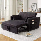 Sofá Cama Biplaza, Sofá Cama Extraíble con Puertos de Carga y Bolsillos Laterales, Sofá de Pana con Respaldo Ajustable para Sala de Estar, Dormitorio