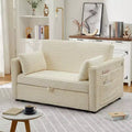 Loveseat Sleeper Sofa Bed, Pull Out Sofa Bed with Charging Ports and Side Pockets, Corduroy Couch with Adjustable Backrest for Living Room, Bedroom