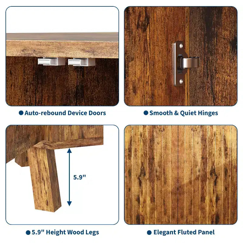 Armario esquinero, mueble de almacenamiento esquinero triangular de estilo rústico de 3 niveles con puerta estriada y estante ajustable, armario auxiliar de 80 cm que ahorra espacio para cocina