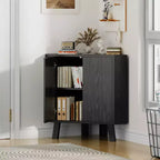 Armario esquinero, mueble de almacenamiento esquinero triangular de estilo rústico de 3 niveles con puerta estriada y estante ajustable, armario auxiliar de 80 cm que ahorra espacio para cocina