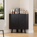 Corner Cabinet, 3-Tier Farmhouse Triangle Storage with Fluted Door & Adjustable Shelf, 31.5 Space Saving Accent Cabinet for Kitchen