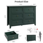 Cómoda de 6 cajones para dormitorio, cómoda grande con cajones profundos y pomos de metal, cómoda de madera moderna para entrada, pasillo