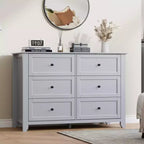 Cómoda de 6 cajones para dormitorio, cómoda grande con cajones profundos y pomos de metal, cómoda de madera moderna para entrada, pasillo