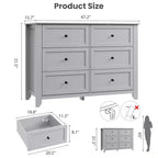 Cómoda de 6 cajones para dormitorio, cómoda grande con cajones profundos y pomos de metal, cómoda de madera moderna para entrada, pasillo
