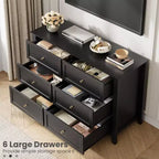Cómoda de 6 cajones para dormitorio, cómoda grande con cajones profundos y pomos de metal, cómoda de madera moderna para entrada, pasillo