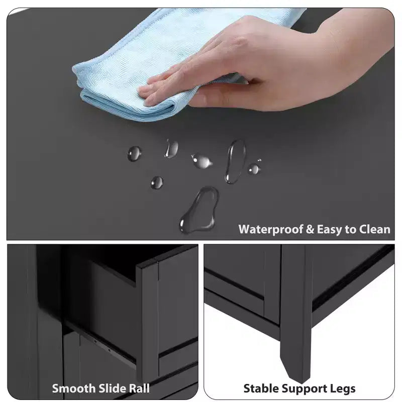 Cómoda de 6 cajones para dormitorio, cómoda grande con cajones profundos y pomos de metal, cómoda de madera moderna para entrada, pasillo