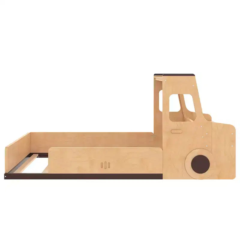 Cama de suelo individual/matrimonial con diseño de coche, cama de coche de madera con cajones, ventana y escritorio para niños