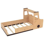Cama de suelo individual/matrimonial con diseño de coche, cama de coche de madera con cajones, ventana y escritorio para niños