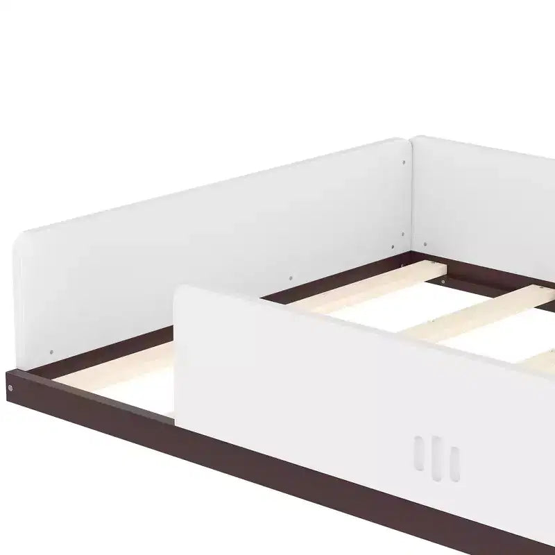 Cama de suelo individual/matrimonial con diseño de coche, cama de coche de madera con cajones, ventana y escritorio para niños