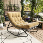 Mecedora Papasan extragrande color canela con soporte de 450 libras y cojín grueso para uso interior/exterior en dormitorio/sala de estar/porche/jardín/patio