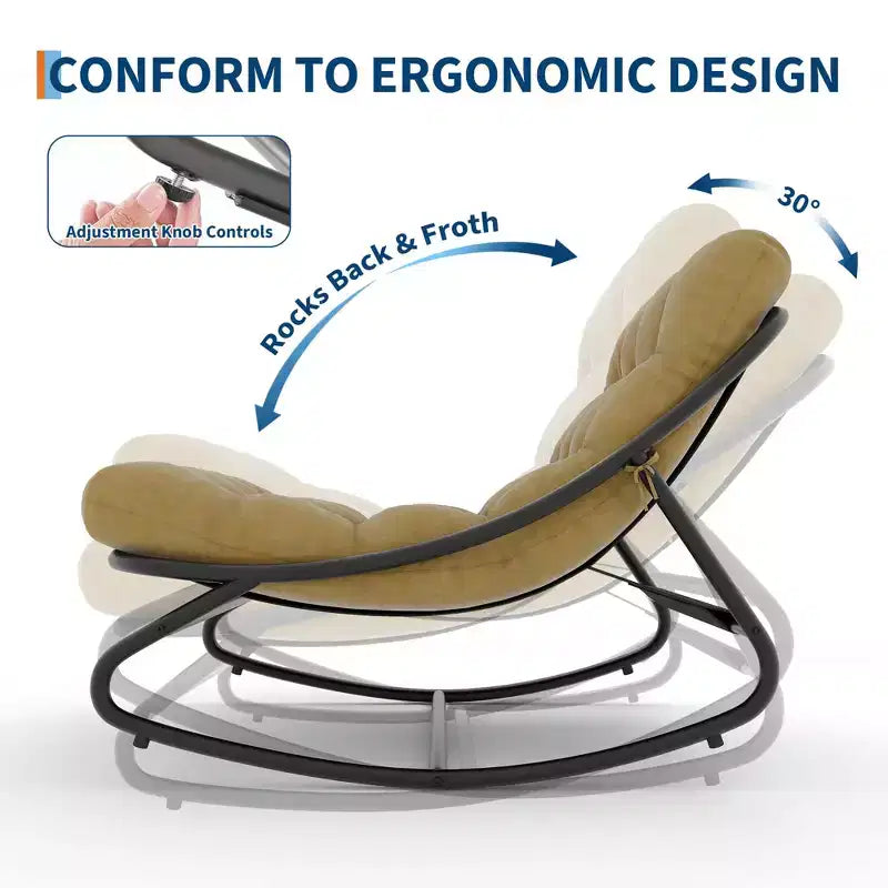 Mecedora Papasan extragrande color canela con soporte de 450 libras y cojín grueso para uso interior/exterior en dormitorio/sala de estar/porche/jardín/patio