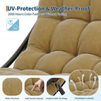 Mecedora Papasan extragrande color canela con soporte de 450 libras y cojín grueso para uso interior/exterior en dormitorio/sala de estar/porche/jardín/patio
