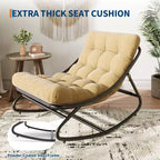 Mecedora Papasan extragrande color canela con soporte de 450 libras y cojín grueso para uso interior/exterior en dormitorio/sala de estar/porche/jardín/patio