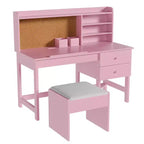 Escritorio y Silla Infantiles de Madera Mesa de Estudio con Tablero Inclinable Ajustable Cajones de Almacenamiento y Tablero de Corcho para el Aprendizaje de los Niños