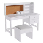 Escritorio y Silla Infantiles de Madera Mesa de Estudio con Tablero Inclinable Ajustable Cajones de Almacenamiento y Tablero de Corcho para el Aprendizaje de los Niños
