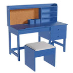 Escritorio y Silla Infantiles de Madera Mesa de Estudio con Tablero Inclinable Ajustable Cajones de Almacenamiento y Tablero de Corcho para el Aprendizaje de los Niños