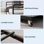 Sofá cama individual con nido, marco de metal con estación de carga y cabecero tapizado con almacenamiento, sofá cama de metal para dormitorio, habitación de invitados